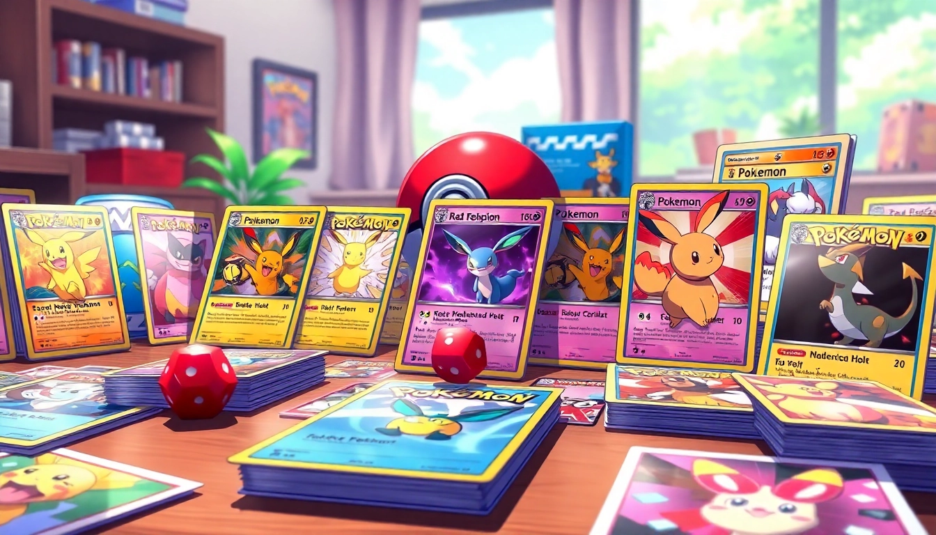 Showcase real pokemon cards with vibrant designs, capturing the essence of collecting and gaming.
