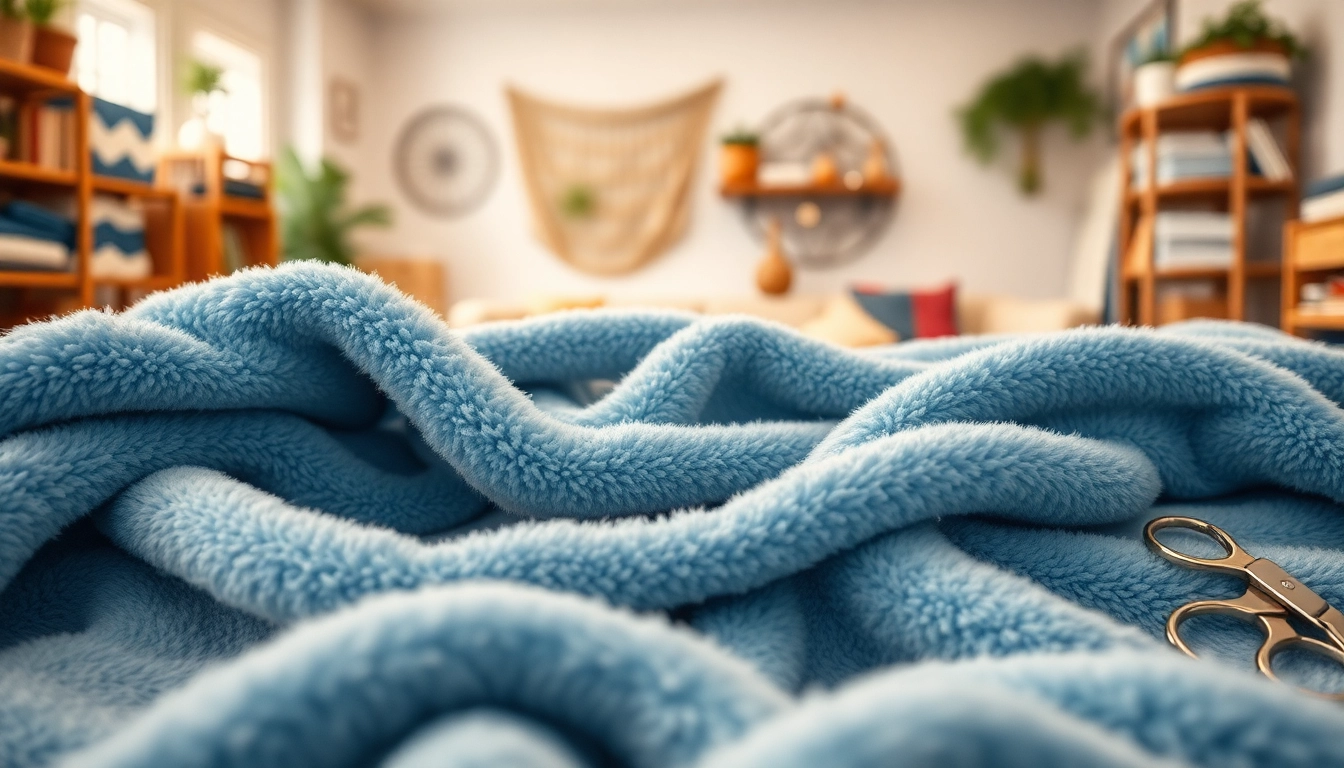 Fleece stoffen met verschillende texturen en kleuren in een gezellige sfeer tonen