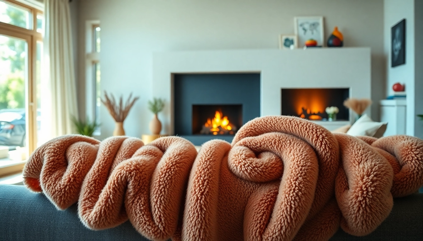Verken fleece dekens op een uitnodigende bank in een warme woonkamer met een knusse sfeer.