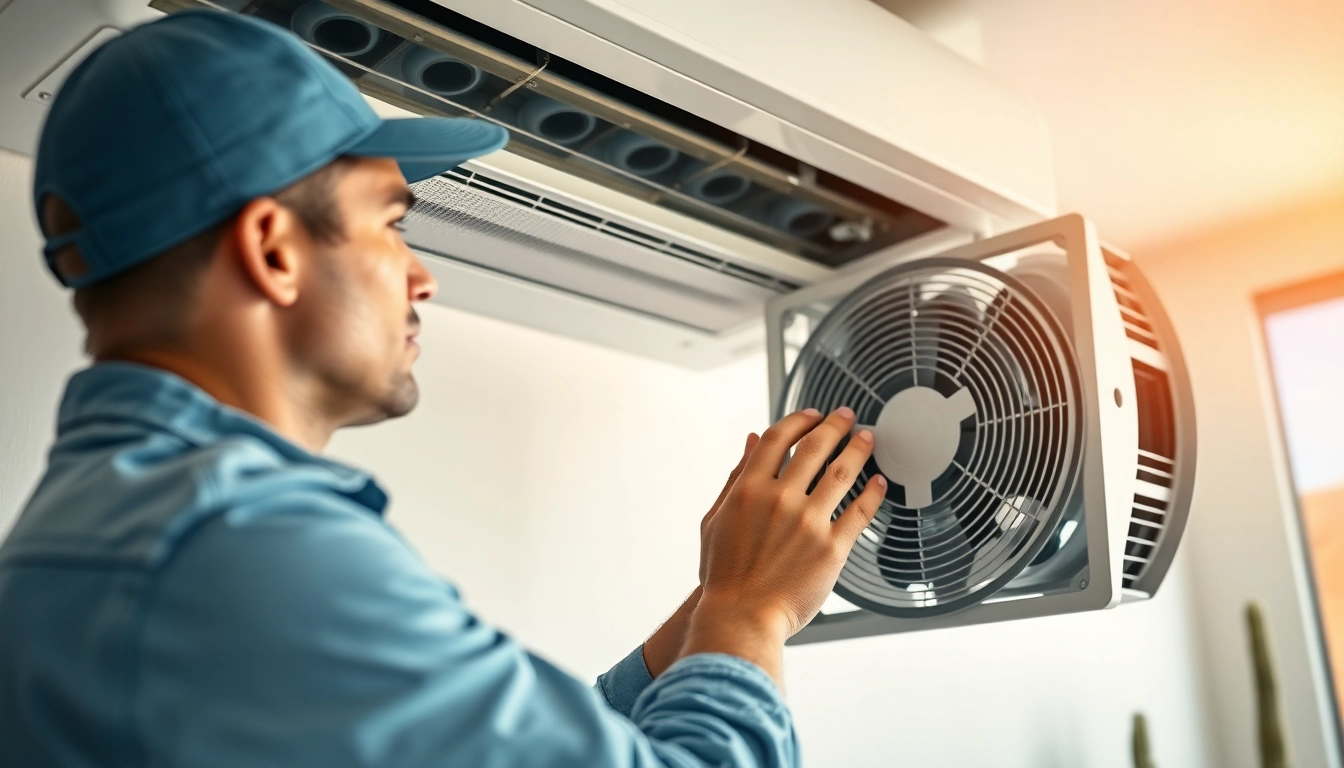 AC repair phoenix az by HVAC professional in a bright Phoenix home environment.